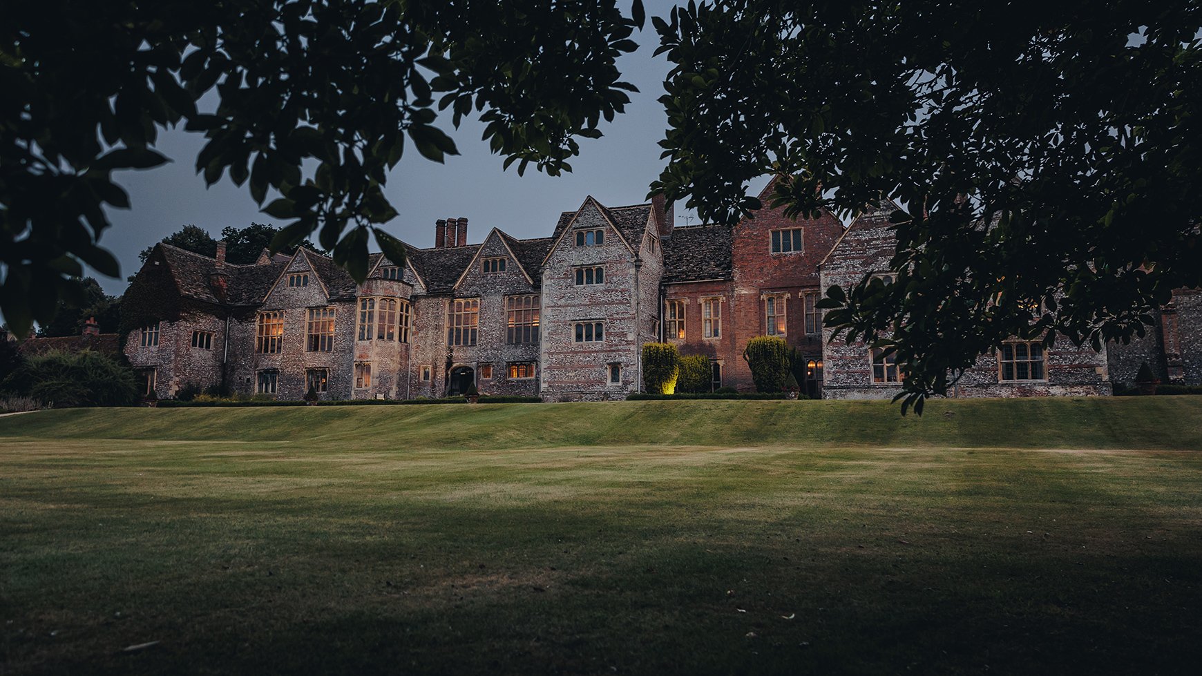 Littlecote House as the evening falls in the autumn